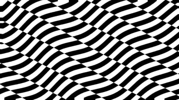 Animacja Abstrakcyjnego Tła Falistą Checkered Czerni Bieli Wysokiej Jakości Materiał — Wideo stockowe