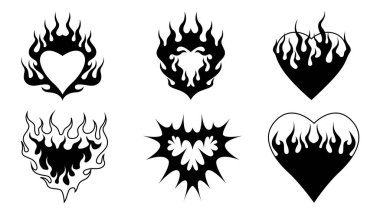 Neo kabilesi tarzı kalp dövmesi Koleksiyonu vektör çizimi