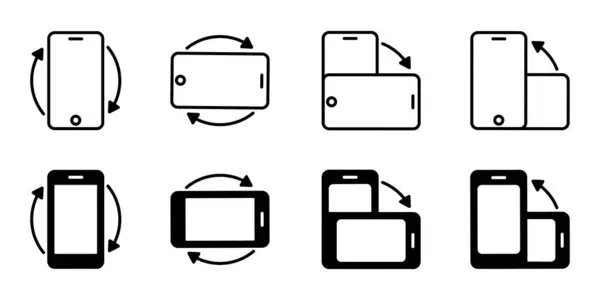 Akıllı telefon ikon koleksiyonu setini döndür. Mobil telefon ekran vektör resimlemesini döndür