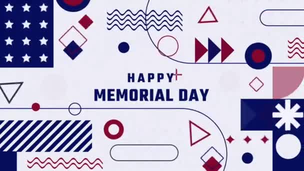 Animation Usa Happy Memorial Day Geometric Shapes High Quality Footage — Stock Video