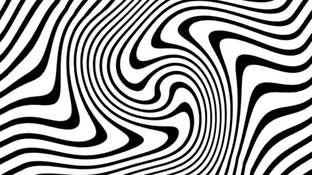 Animation Von Schwarz Weiß Gestreiften Wellenförmigen Mustern Modernes Und Abstraktes — Stockvideo