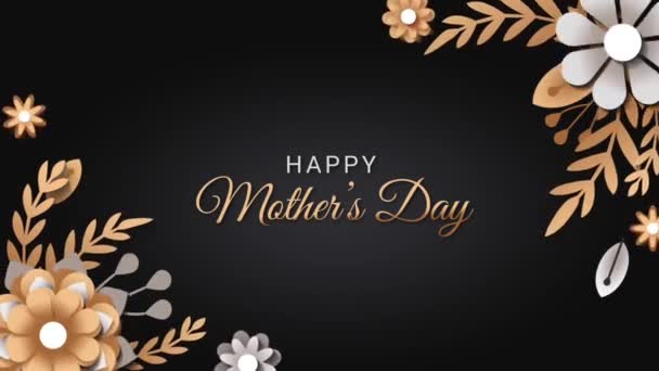 Happy Mothers Day Gruß Animationstext Goldfarbe Animierter Muttertag Mit Goldenen — Stockvideo