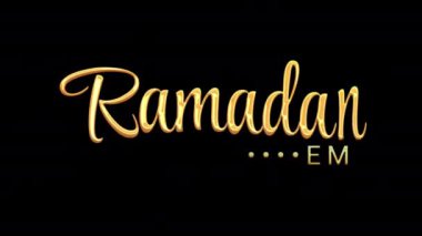 Ramazan Kareem metninin animasyonu. Şeffaf arkaplanda altın harfli metin. Yüksek kalite 4k görüntü