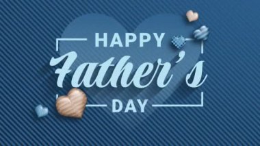Mavi arka planda Mutlu Babalar Günü 'nün animasyonu. Yüksek kalite 4k görüntü