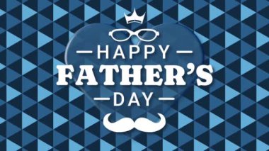 Mavi arka planda Babalar Günün kutlu olsun metin animasyonu. Yüksek kalite 4k görüntü