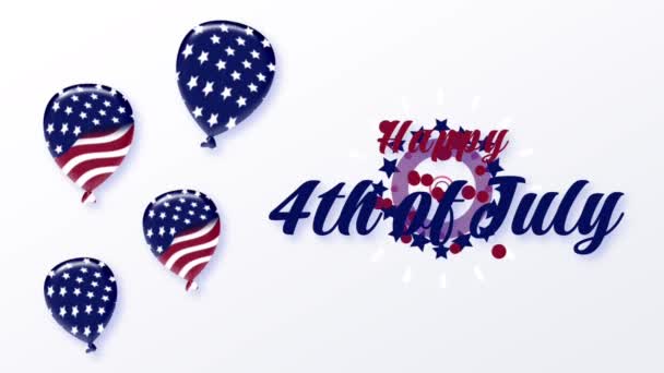 Buon Luglio Testo Animazione Palloncini Buon Independence Day Sfondo Filmati — Video Stock