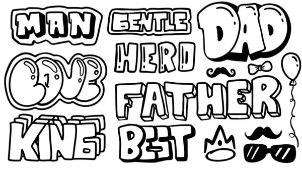 Babalar Günü metin öğesi. Baba, baba, kral, kibar, kahraman, aşk, adam. Vektör illüstrasyonu
