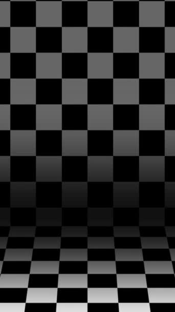 Animation Abstract Black White Checkered Moving Background High Quality Footage — Stock Video