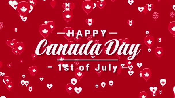 Glad Kanada Dag Juli Bokstäver Text Med Flygande Ballong Animation — Stockvideo