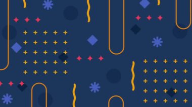 Memphis arka planı, soyut geometri arka plan seti. Video animasyonu döngüsü. Yüksek kalite 4k görüntü