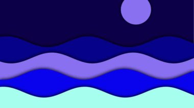 Soyut mavi kağıt kesimi arka plan animasyonu. Video animasyonu döngüsü. Yüksek kalite 4k görüntü