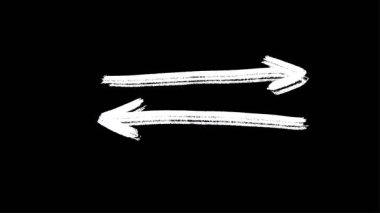 Siyah zemin üzerine beyaz grunge oku çizilmiş. Yüksek kalite 4k görüntü