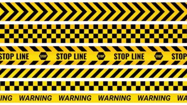 Beyaz arka plan animasyonunda siyah ve sarı polis hattı. Yüksek kalite 4k görüntü