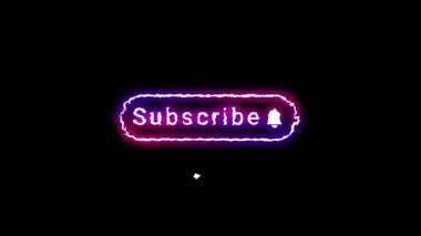 Neon Işıltısı abone düğmesinin animasyonu. Siyah arkaplanda abone çubuğu. Yüksek kalite 4k görüntü