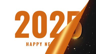 Harflerin animasyonu. Mutlu yıllar 2026. Sayfa kıvrımlı ve havai fişekli. Yüksek kalite 4k görüntü