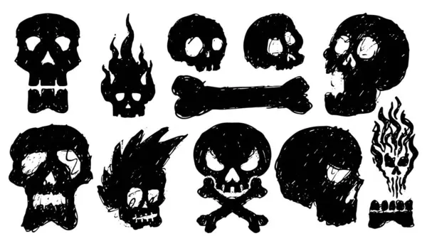 Kafatası ve kemik vektör tasarımı silueti