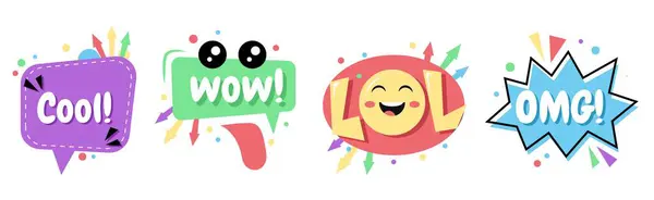 Tatlı konuşma balonu çıkartması çizgi film seti