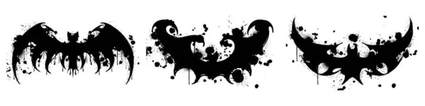 Siyah beyaz yarasa siluetleri çizilmiş. Vektör illüstrasyonu