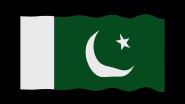Pakistan animasyon bayrağı. Alfa kanalı. Yüksek kalite 4k görüntü