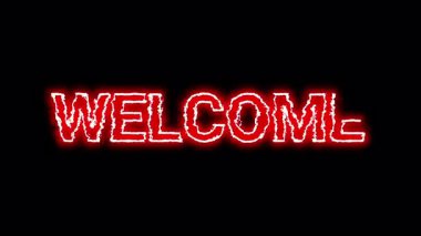 Neon hoş geldin mesajı işareti animasyonu. Yüksek kalite 4k görüntü