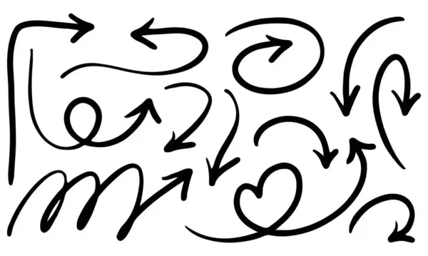 Elle çizilmiş siyah ok koleksiyonu