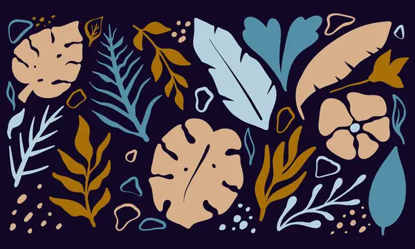 Güzel Tropik Yapraklar Soyut Arkaplan. Veector illüstrasyonu