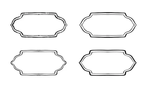 Dört farklı şekilli siyah çerçeve. Vektör illüstrasyonu