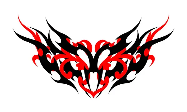 Cesur vücut sanatı için kırmızı ve siyah kabile dövmesi tasarımı. Dövme stüdyoları, giyim tasarımları ya da markalaşma projeleri için mükemmel.