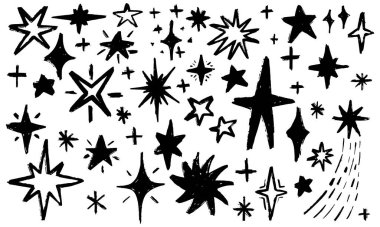 Siyah yıldız siluetleri vektör kümesi