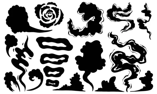 Çizgi film toz bulutları. Çizgi roman bulutu şekli. Duman Vektörü illüstrasyonu