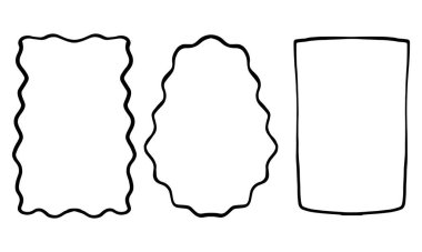 Üç boş dalgalı ve dikdörtgen çerçeve sanatsal tasarımlar, davetiyeler, sosyal medya paylaşımları ve sunumlar için mükemmel. Grafik tasarımcıları için ideal.