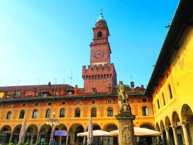 Vigevano,Italy,12 may 2024. View of the Bramante Tower(15th century) from the Piazza Ducale in Vigevano,Lombardy,Italy