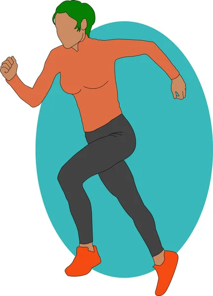 Lady Runner Çizim Vektörü Grafiği Logo Tasarım Kaynaklarına Uygun — Stok Vektör