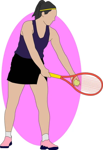Lady Tennis Çizim Vektör Grafiği Logo Veya Tasarım Kaynaklarına Uygundur — Stok Vektör