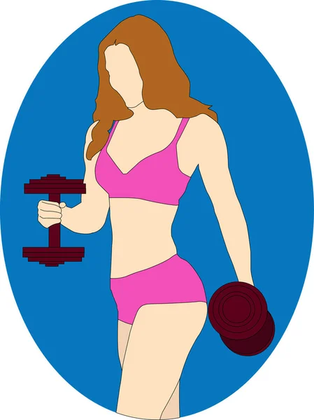 Lady Fitness7 Flat Vector Illustration — Stockvektor