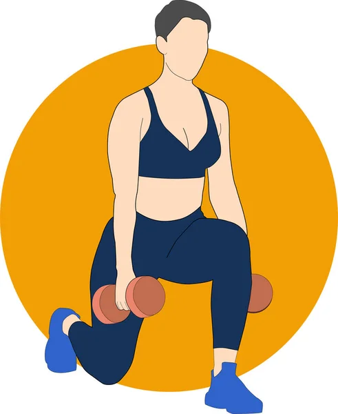 Lady Fitness4 Platt Vektor Illustration — Stock vektor