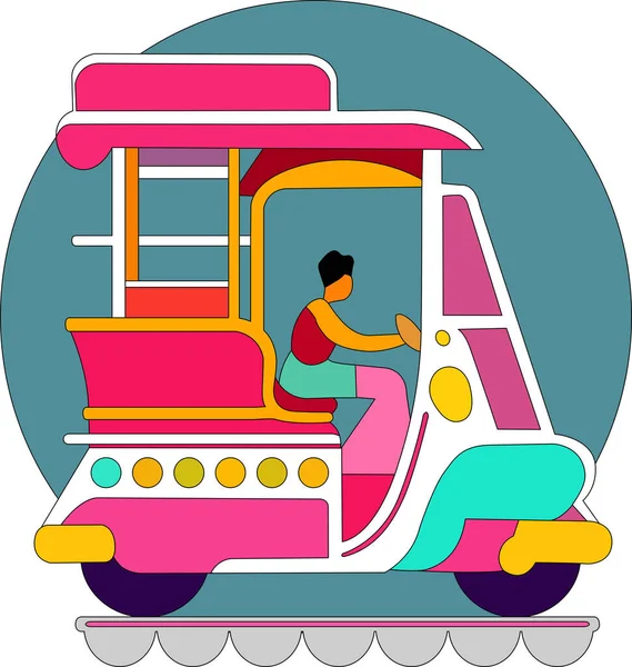 Illustration Vector Graphic Three Wheeler Fit Coloring Book Template Design — Stock Vector