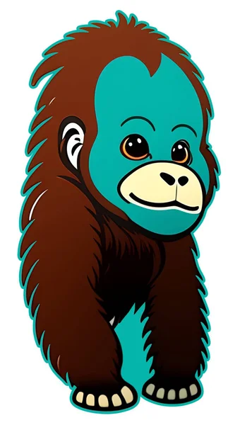 Μπλε Απεικόνιση Orangutan Παράγεται — Φωτογραφία Αρχείου