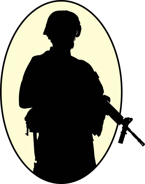 Soldier Silhouette Flat Vector Illustration7 — Stock Vector