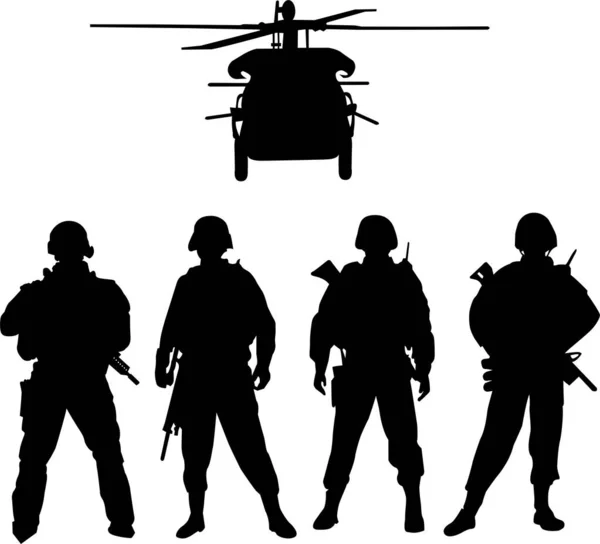 Soldier Silhouette Flat Vector Illustration6 — Stock Vector