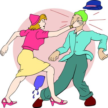 Adam basit düz vektör karakter çizimine tokat yiyor..