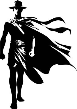 Savaşçı Silueti Düz Vektör İllüstrasyonu