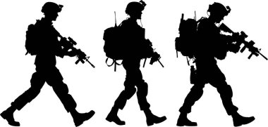 Asker Silueti Düz Vektör İllüstrasyonu