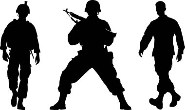 Asker Silueti Düz Vektör İllüstrasyonu