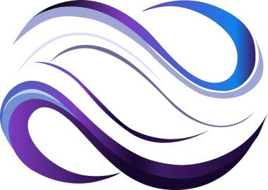 Eğri logosu, kurdele tasarım grafiği, dalgalı simge işi