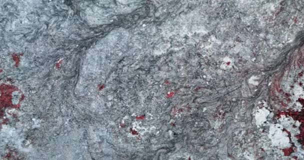 Fond Abstrait Congelé Neige Flotte Débit Eau Encre Rouge Blanc — Video