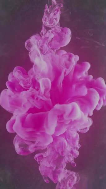 Vertikales Video Farbexplosion Tintenwasser Spritzt Logoöffner Effekt Neon Rosa Flüssigkeit — Stockvideo