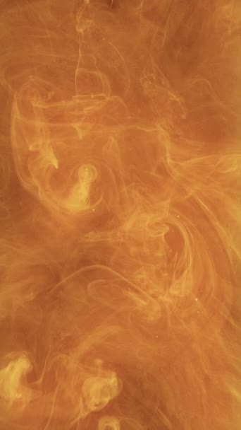 Vertikales Video Farbe Rauchwolke Textur Des Tintenwassers Dampfwirbel Orange Gelb — Stockvideo