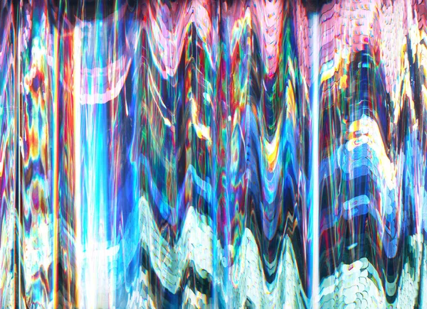 Vervormd Scherm Signaalfout Meerkleurige Glitch Lijnen Patroon — Stockfoto