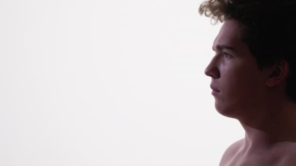Kenangan Sulit Pria Tegang Potret Profil Siluet Serius Dari Pria — Stok Video
